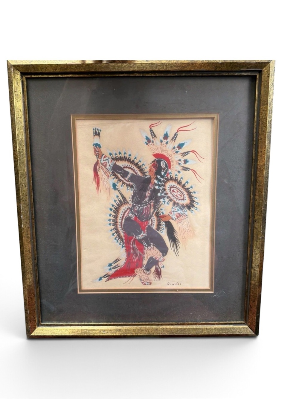 Woody Crumbo Vintage "Scalp Dancer" Serigraph Art Print Framed